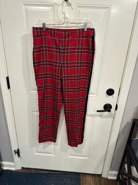 Talbots Red Plaid Slim Ankle Pant